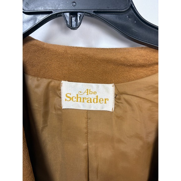 Vintage Abe Schrader Suede Feel Blazer Jacket Women's Size 14 Brown Black Trim - Picture 2 of 10